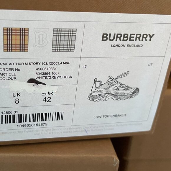 Burberry Men's Arthur Check Gray Canvas/Suede Sneakers  (EU 40, 42) - Picture 13 of 15